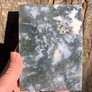 Moss (8) Agate Slab with stand | Crystal